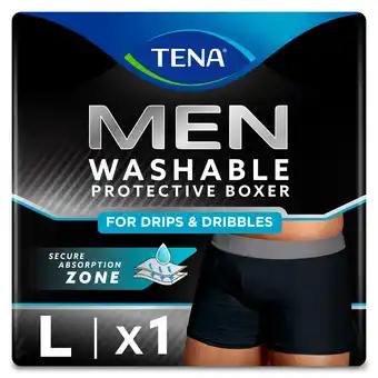 Tesco TENA MEN Washable Incontinence Boxer Black Size Large offer