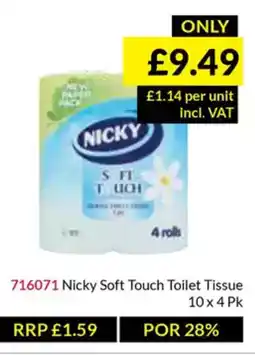 Musgrave MarketPlace Nicky Soft Touch Toilet Tissue offer