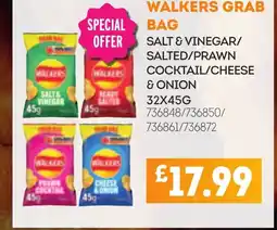 Bestway WALKERS GRAB Bag salt & vinegar/ salted/prawn cocktail/cheese & onion offer