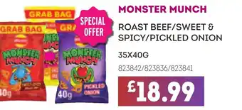 Bestway MONSTER MUNCH Roast beef/sweet & spicy/pickled onion offer