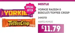 Bestway NESTLE Yorkie raisin & biscuit/toffee crisp offer