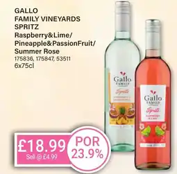 Bestway GALLO FAMILY VINEYARDS SPRITZ Raspberry&Lime/ Pineapple&Passion Fruit/ Summer Rose offer