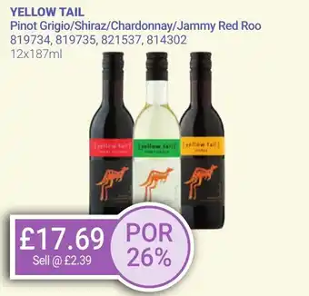 Bestway YELLOW TAIL Pinot Grigio/Shiraz/Chardonnay/Jammy Red Roo offer