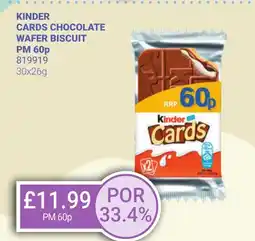 Bestway KINDER Cards chocolate wafer biscuit offer