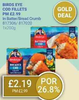 Bestway BIRDS EYE COD FILLETS In Batter/Bread Crumb offer