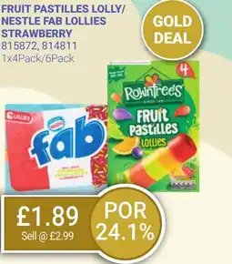 Bestway Fruit pastilles lolly/ nestle fab lollies strawberry offer