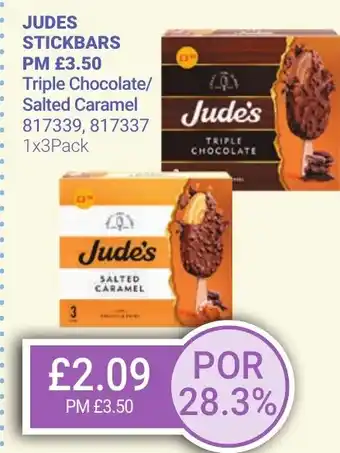 Bestway JUDES STICKBARS Triple Chocolate/ Salted Caramel offer