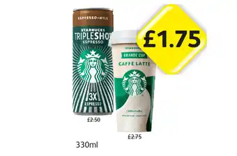 Londis Starbucks Tripleshot Espresso, Caffè Latte offer