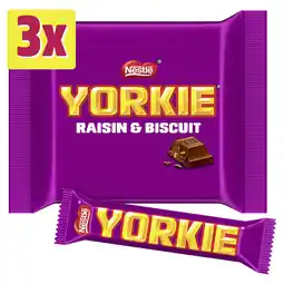 Sainsbury's Yorkie Raisin & Biscuit Milk Chocolate Bar Multipack x3 46g offer