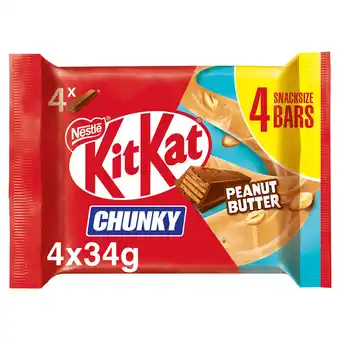 Sainsbury's KitKat Chunky Peanut Butter Chocolate Bar Multipack 4x34g offer