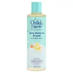 Sainsbury's Childs Farm Baby Tear Free Shampoo & Body Wash Baby Soft Scent for Newborns & Sensitive Skin 250ml offer