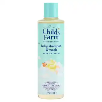 Sainsbury's Childs Farm Baby Tear Free Shampoo & Body Wash Baby Soft Scent for Newborns & Sensitive Skin 250ml offer