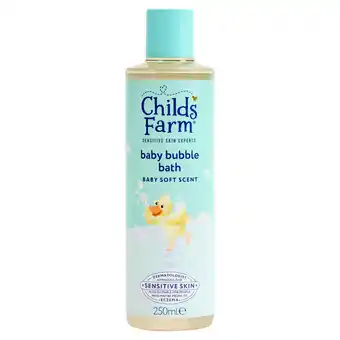 Sainsbury's Childs Farm Baby Bedtime Bubble Bath Baby Soft Scent for Newborns & Sensitive Skin 250ml offer