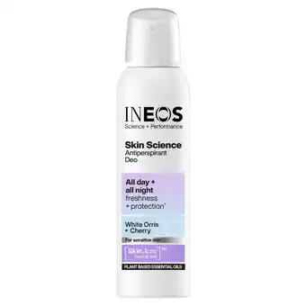 Sainsbury's Ineos Skin Science White Orris + Cherry Antiperspirant Deo Spray 200ml offer