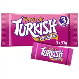 Iceland Fry's Turkish Delight Chocolate Bar 3 Pack 153g offer