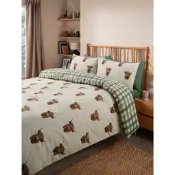 Asda George Home Brushed Cotton Highland Cow Reversible Duvet Set - Double offer