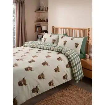 Asda George Home Brushed Cotton Highland Cow Reversible Duvet Set - Double offer