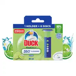 Asda Duck Toilet Fresh Disc Toilet Cleaner Holder & Refill Lime 36ml offer