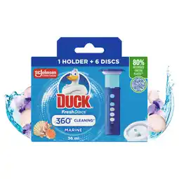 Asda Duck Toilet Fresh Discs Toilet Cleaner Holder & Refill Marine 36ml offer