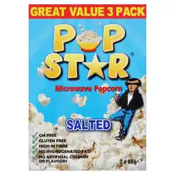 Iceland Pop Star Salted Microwave Popcorn 3 x 85g offer