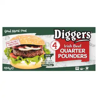 Iceland Diggers 4 Irish Beef Quarter Pounders 454g offer