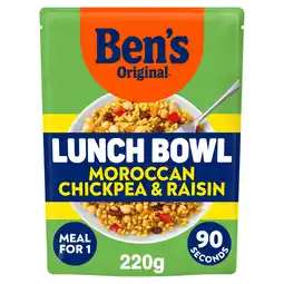 Sainsbury's Ben's Original Lunch Bowl Moroccan Style Chickpea, Raisins, Bulgur Wheat & Long Grain Rice 220g offer