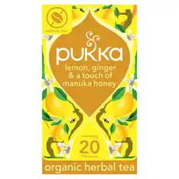 Asda Pukka Organic Lemon, Ginger & a touch of Manuka Honey Tea 20 Home Compostable Herbal Tea Bags offer