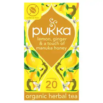 Asda Pukka Organic Lemon, Ginger & a touch of Manuka Honey Tea 20 Home Compostable Herbal Tea Bags offer