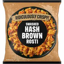 Iceland Iceland Ridiculously Crispy Smashed Hash Brown Rosti 500g offer