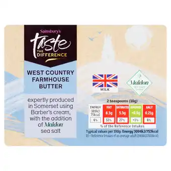 Sainsbury's Sainsbury's Farmhouse Butter, Taste the Difference 250g offer