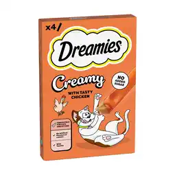 Iceland Dreamies Creamy Snack Cat & Kitten Treat with Chicken 4 x 10g offer