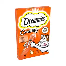 Iceland Dreamies Creamy Snack Cat & Kitten Treat with Chicken 4 x 10g offer