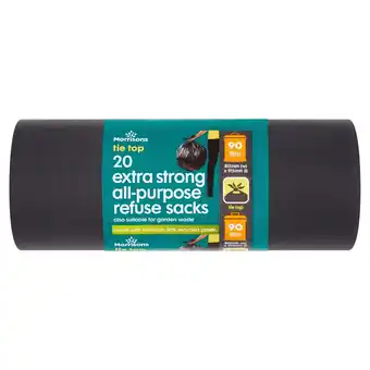 Morrisons Morrisons 90L Tie Top Refuse Sacks 20 Pack offer