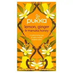 Morrisons Pukka Lemon Ginger & Manuka Honey Organic Fair Herbal Tea Bags 20 Sachets offer