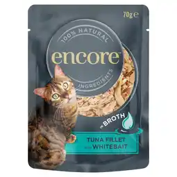 Morrisons Encore Cat Pouch, Tuna with Whitebait in Broth offer