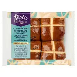 Sainsbury's Sainsbury's Coffee & Chocolate Chip Hot Cross Buns, Limited Edition, Taste the Difference x4 260g offer