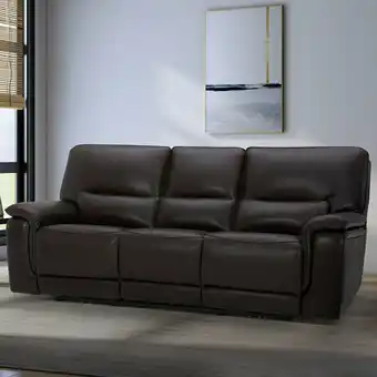 Costco Gilman Creek Maxwell Brown Leather Power Recliner 3 Seater Sofa With Power Headrests offer
