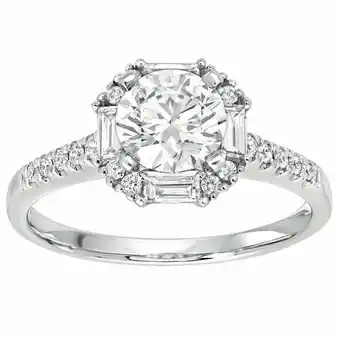 Costco 1.27ctw Round Brilliant and Baguette Cut Diamond Engagement Ring, 18ct White Gold offer