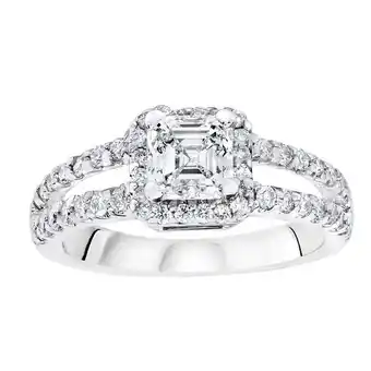 Costco 1.57ctw Asscher Cut Halo Ring, 18ct White Gold offer