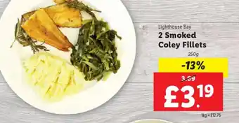 Lidl Lighthouse Bay 2 Smoked Coley Fillets offer