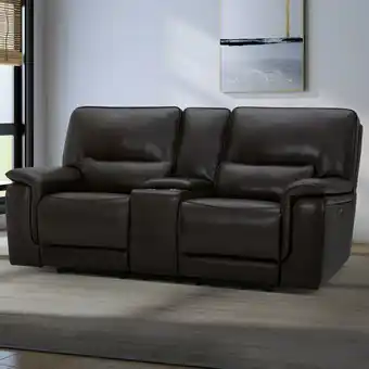 Costco Gilman Creek Maxwell Brown Leather Power Recliner 2 Seater Sofa With Power Headrests offer