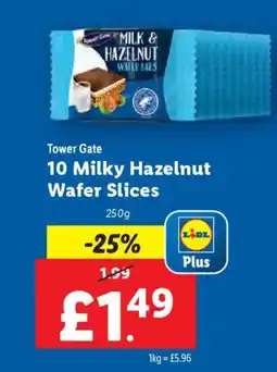 Lidl Tower Gate 10 Milky Hazelnut Wafer Slices offer