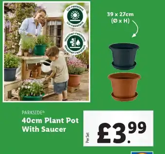 Lidl PARKSIDE 40cm Plant Pot With Saucer offer