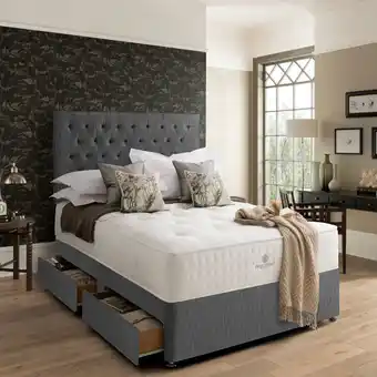 Costco Pocket Spring Bed Company Pemberley Mattress & Grey Divan with 4 Drawers in 3 Sizes offer