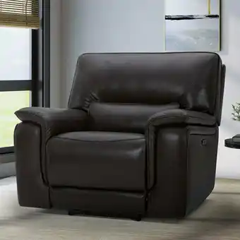 Costco Gilman Creek Maxwell Brown Leather Power Recliner Armchair With Power Headrest offer