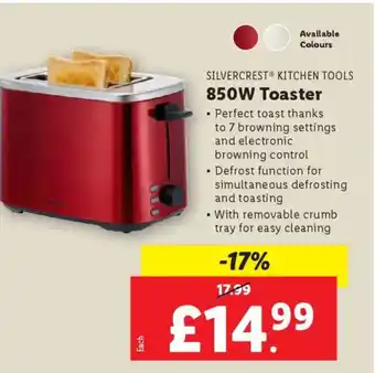 Lidl SILVERCREST KITCHEN TOOLS 850W Toaster offer