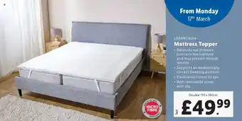 Lidl LIVARNO home Mattress Topper offer