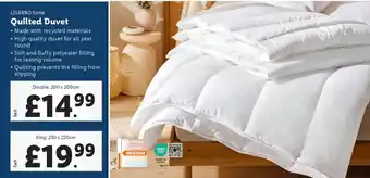 Lidl LIVARNO home Quilted Duvet offer