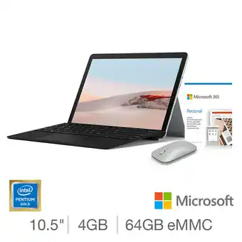 Costco Microsoft Surface Go 2, Intel Pentium Gold, 4GB RAM, 64GB eMMC, 10.5 Inch Tablet PC, STV-00002 with Cover, Surface Mobile Wir offer