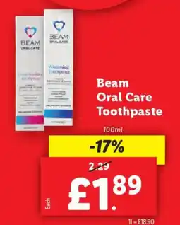 Lidl Beam Oral Care Toothpaste offer